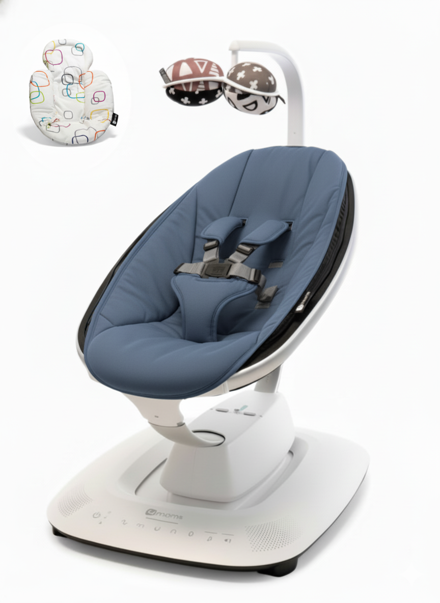 4moms Mamaroo 5.0 Elektrikli Ana Kucağı - Slate Blue + Yenidoğan Destek Pedi