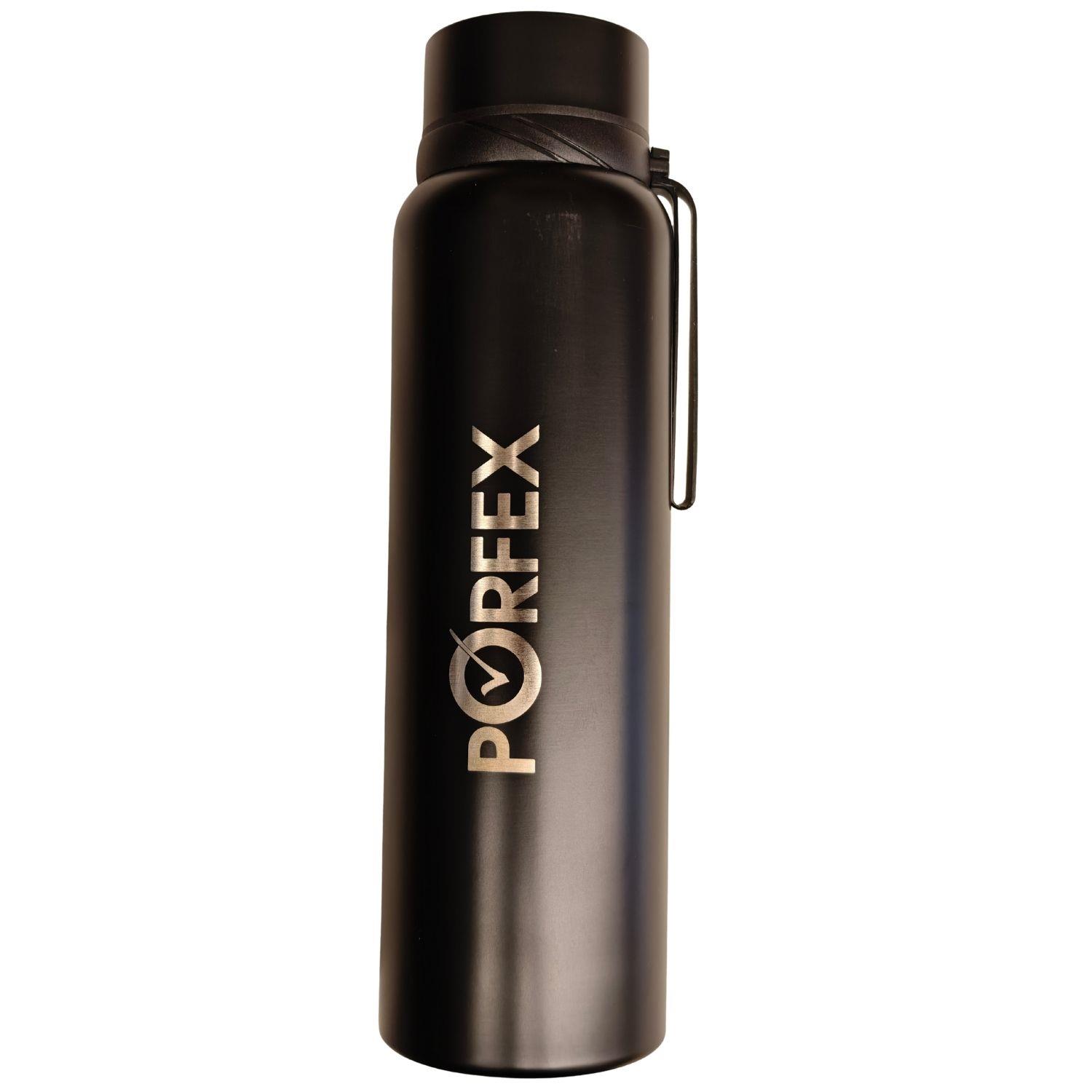 Porfex Sıcaklı Göstergeli  Siyah Termos 1lt.
