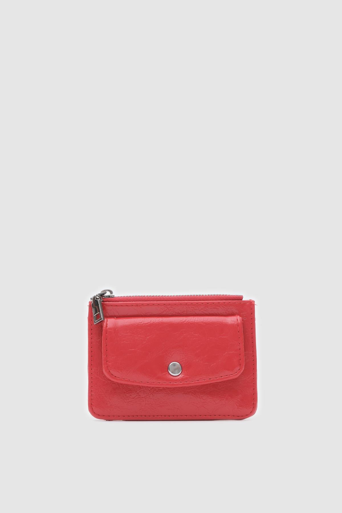 Ollbag Plane Kırmızı Kırışık Detay Bayan Kartlık