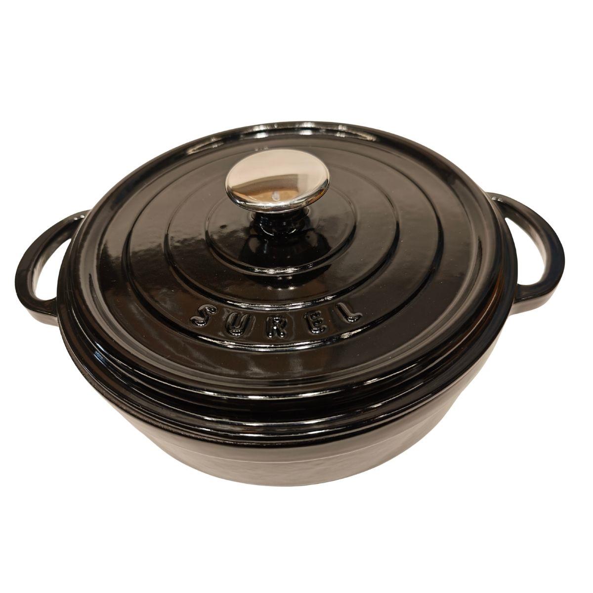 Sürel 28 cm Yuvarlak Sığ Tencere Parlak Siyah