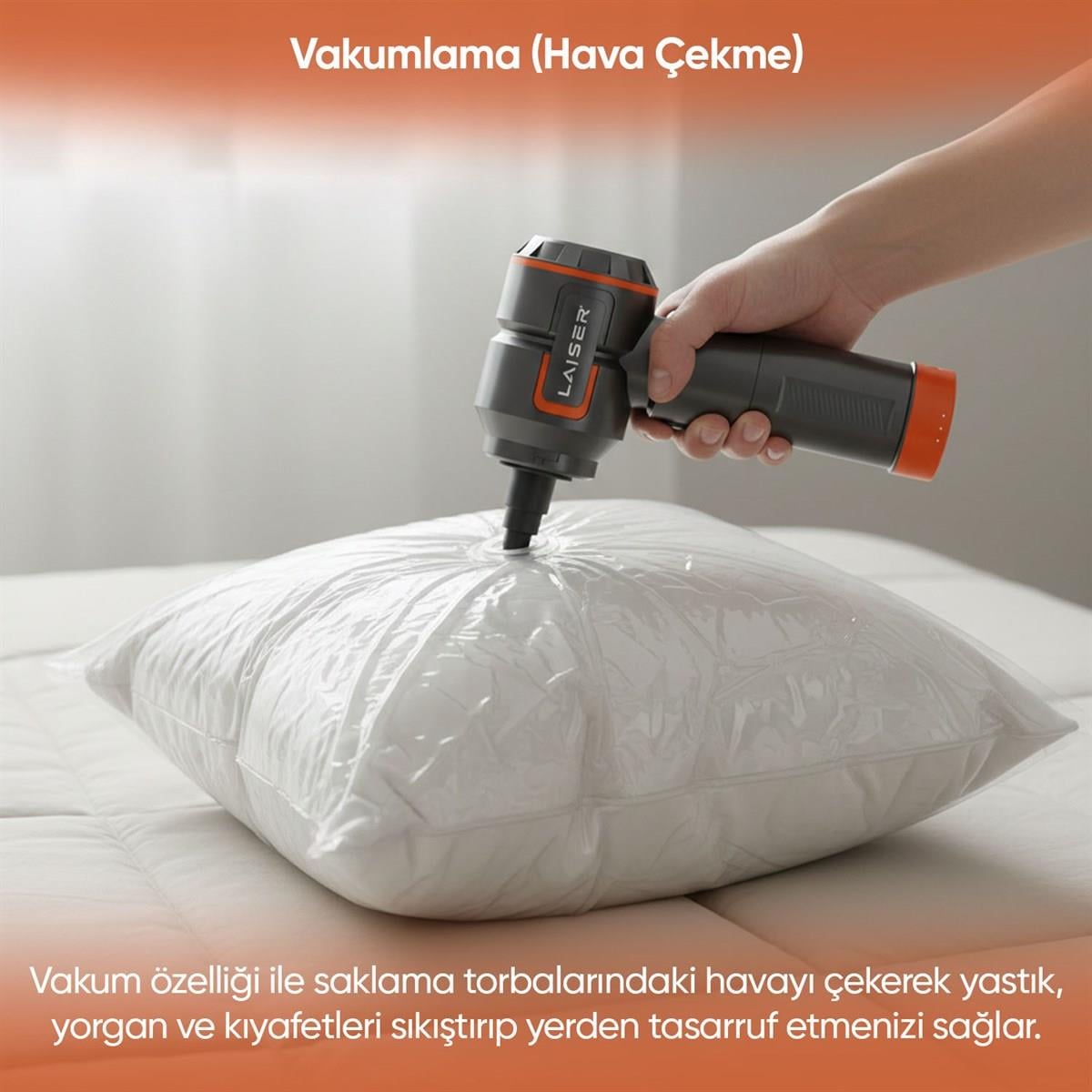 Laiser VT-120 5-in-1 Kablosuz Araç Süpürgesi: 20.000 Pa Güç & Değiştirilebilir 2 Bataryalı (Powerbank ve LED Işık Özellikli)