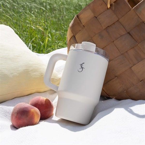 Lurch - “Big Cup” 0.8 L Fildişi, Paslanmaz Çelik Termos - Uzatılabilir Pipetli, Çift Cidarlı, Sızdırmaz - 270976