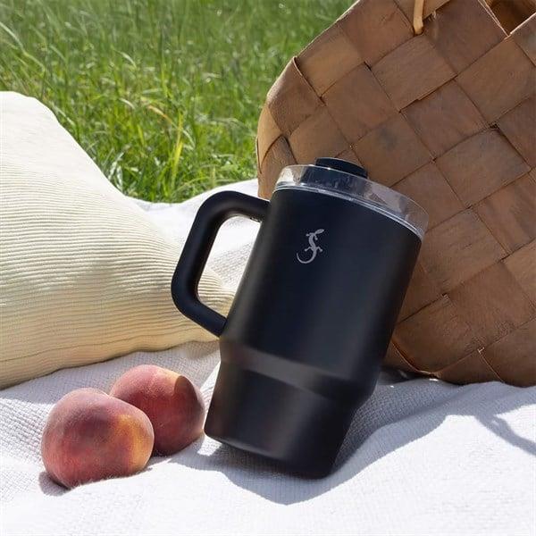 Lurch - “Big Cup” 0.8 L Mat Siyah, Paslanmaz Çelik Termos - Uzatılabilir Pipetli, Çift Cidarlı, Sızdırmaz - 270977