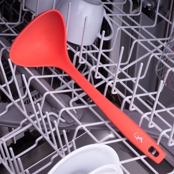 Lurch - Platin Silikon Çorba Kepçesi 28 cm Somon - Yanmaz, Yapışmaz, Bükülmez, Çizmez, Tat ve Koku Bırakmaz - 240072