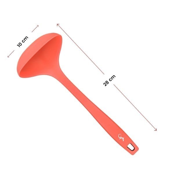 Lurch - Platin Silikon Çorba Kepçesi 28 cm Somon - Yanmaz, Yapışmaz, Bükülmez, Çizmez, Tat ve Koku Bırakmaz - 240072