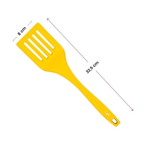 Lurch - Platin Silikon Delikli Spatula 32,5 cm Sarı - Yanmaz, Yapışmaz, Bükülmez, Çizmez, Tat ve Koku Bırakmaz - 240043