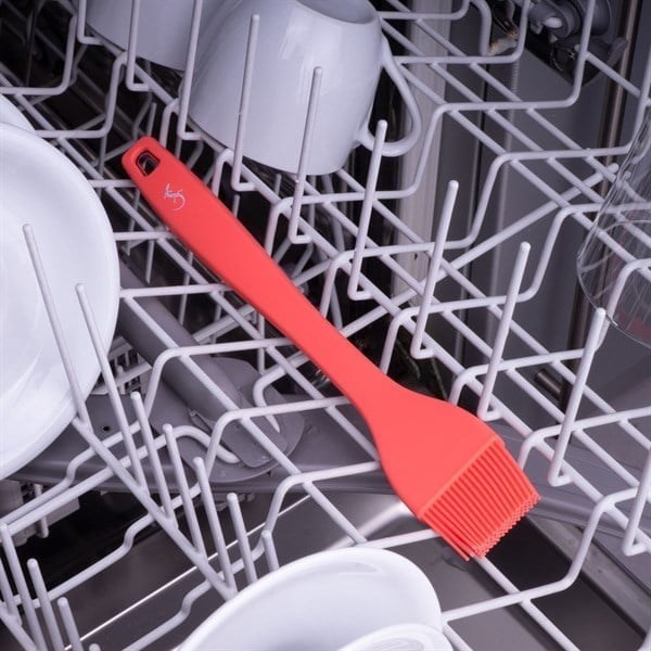 Lurch - Platin Silikon Pasta Fırçası 25,5 cm Somon - Yanmaz, Yapışmaz, Bükülmez, Çizmez, Tat ve Koku Bırakmaz - 240071