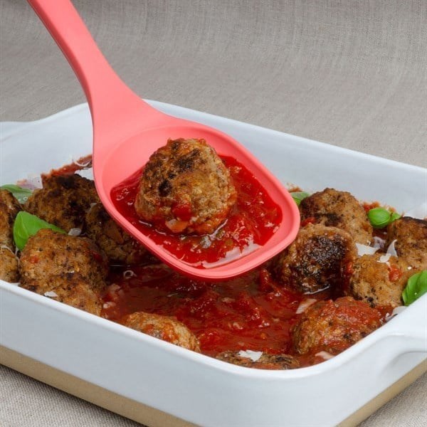 Lurch - Platin Silikon Servis Kaşığı 33,5 cm Somon - Yanmaz, Yapışmaz, Bükülmez, Çizmez, Tat ve Koku Bırakmaz - 240074