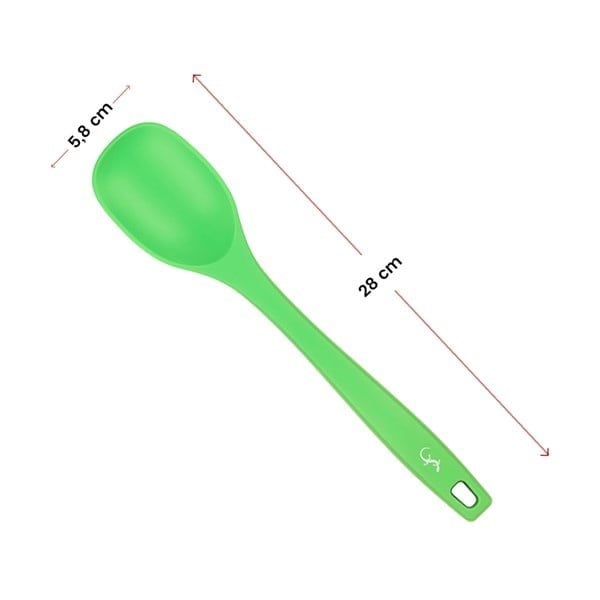 Lurch - Platin Silikon Yemek Kaşığı 28 cm Yeşil - Yanmaz, Yapışmaz, Bükülmez, Çizmez, Tat ve Koku Bırakmaz - 240081