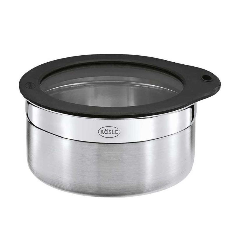 Rösle Silikon ve Cam Kapaklı Saklama Kabı Paslanmaz Çelik 0,7 Lt 16556