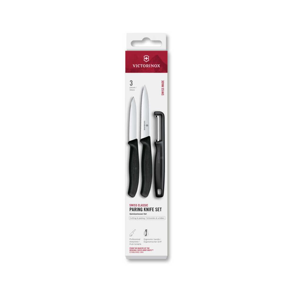 Victorinox 6.7113.33 Swiss Classic 3lü Bıçak ve Soyacak Set, Siyah