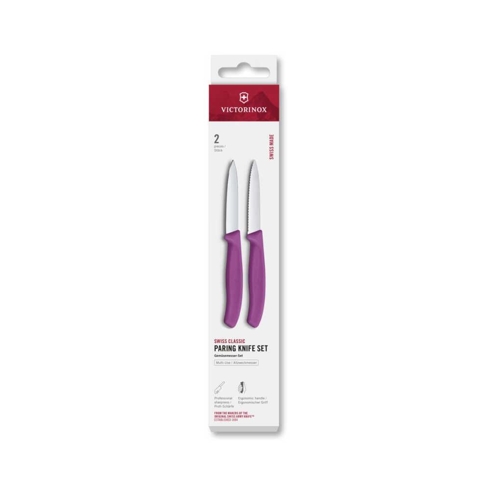 Victorinox 6.7695.2C1 Swiss Classic 2li Soyma Bıçağı Set, Mor