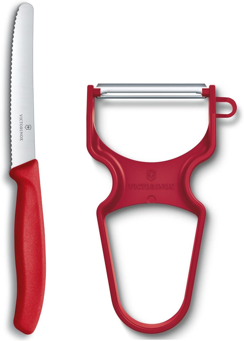 Victorinox 6.7111.23 Swiss Classic Soyma Bıçağı + Soyacak 2li Set, Kırmızı