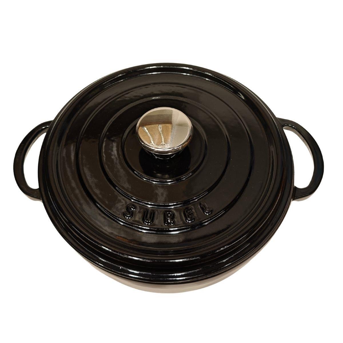 Sürel 24 cm Yuvarlak Sığ Tencere Parlak Siyah