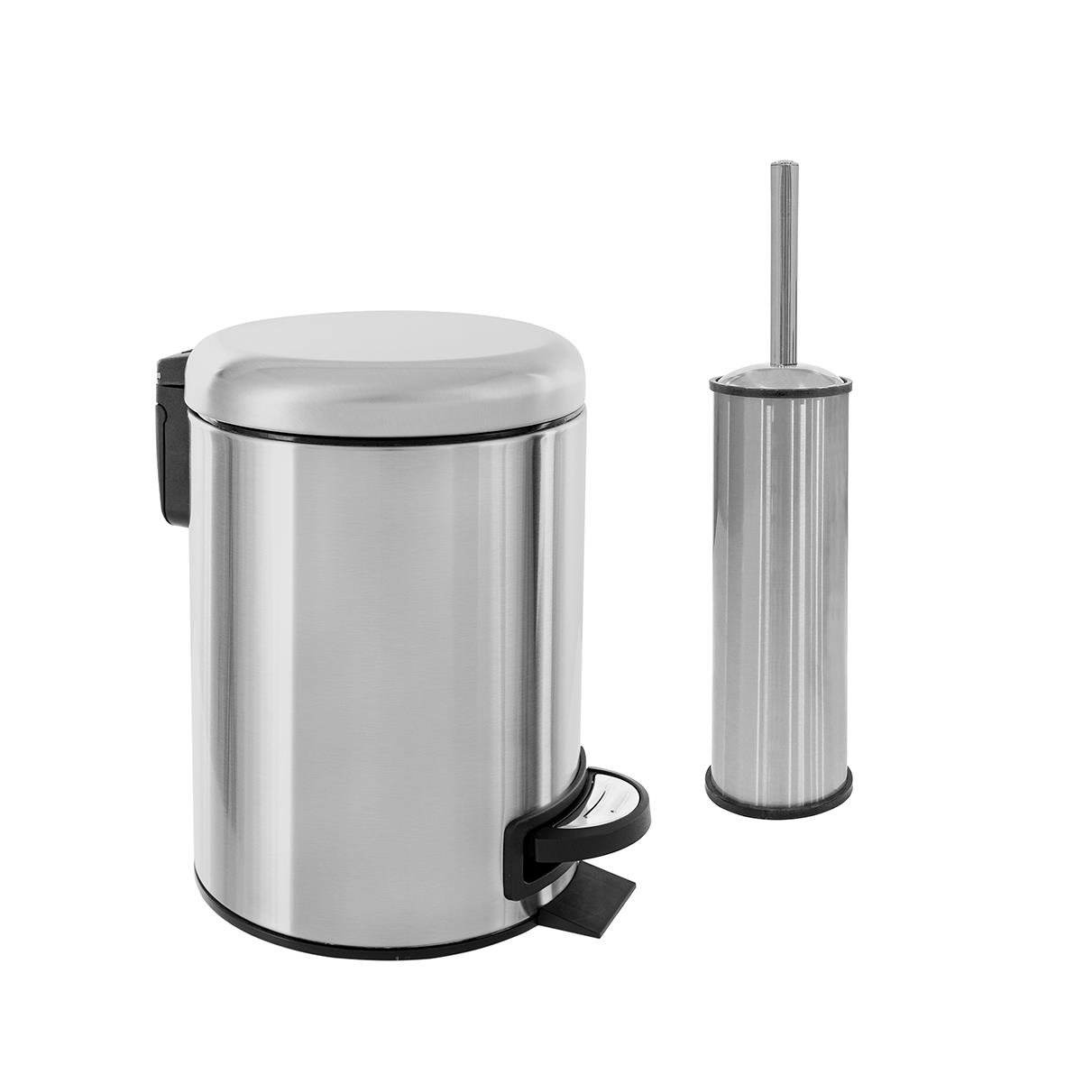 Noble life 2li Banyo Seti 3 LT Kova+Wc Fırça Çelik