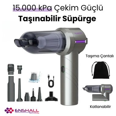 Profesyonel Ultra Çekim Güçlü Mini Araç Süpürgesi Gri