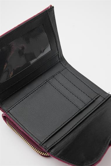 OLLBAG Saffan Nakış Detaylı Kilit Aksesuarlı Mor Bayan Cüzda