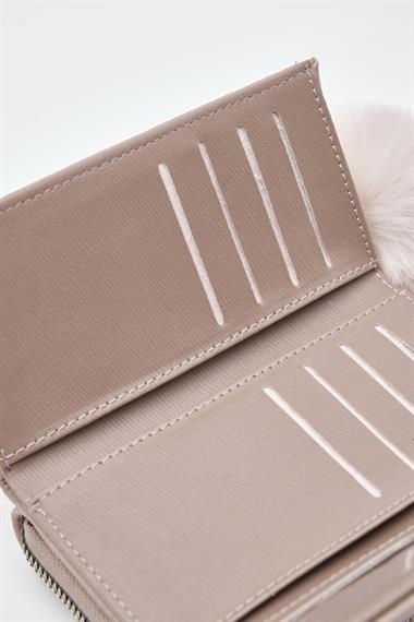 OLLBAG Maloni Vizon Ponpon Detaylı Yumuşak Bayan Cüzdan
