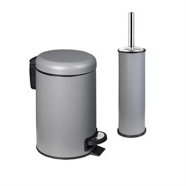 Noble life 2li Banyo Seti 3 LT Kova+Wc Fırça Gri