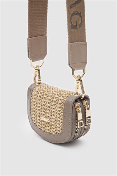OLLBAG Jefece Hasır Vizon Çanta Cüzdan