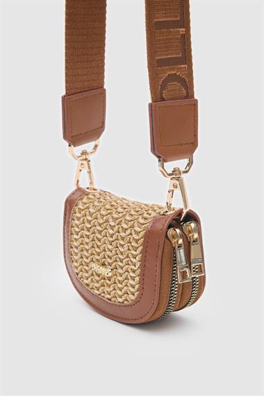 OLLBAG Jefece Taba Hasır Bayan Çanta Cüzdan