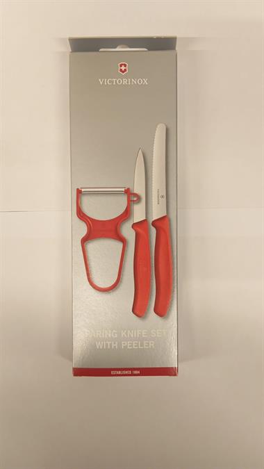 Victorinox 6.7111.35 Swiss Classic Soyma Bıçağı + Soyacak 3lü Set, Kırmızı