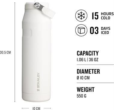 Stanley The IceFlow Flip Straw 2.0 Pipetli Termos Bardak 1,06 LT Buz Beyaz