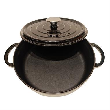 Sürel 28 cm Yuvarlak Sığ Tencere Parlak Siyah