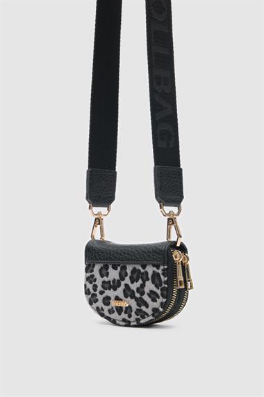 OLLBAG Jefece Siyah Leopar Desen Çanta Cüzdan