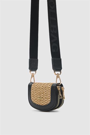 OLLBAG Jefece Siyah Hasır Çanta Cüzdan