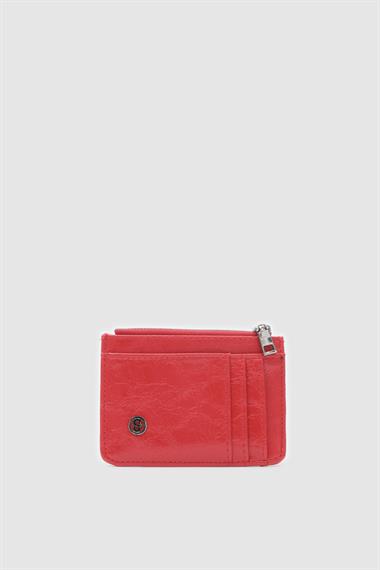 OLLBAG Plane Kırmızı Kırışık Detay Bayan Kartlık