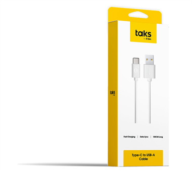TAKS 5DK12B USB-A/USB-C ŞARJ KABLOSU BEYAZ 100CM