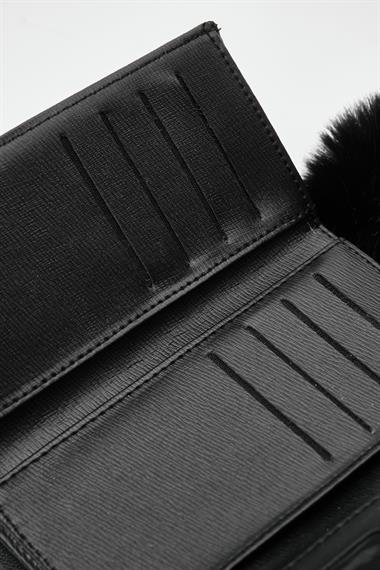 OLLBAG Maloni Siyah Ponpon Detaylı Yumuşak Bayan Cüzdan