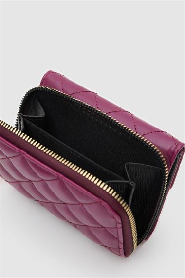 OLLBAG Saffan Nakış Detaylı Kilit Aksesuarlı Mor Bayan Cüzda