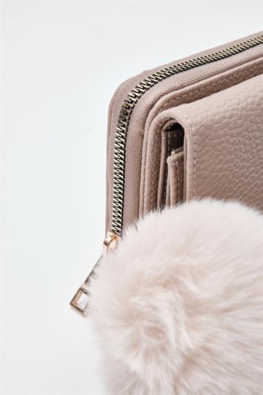 OLLBAG Maloni Vizon Ponpon Detaylı Yumuşak Bayan Cüzdan