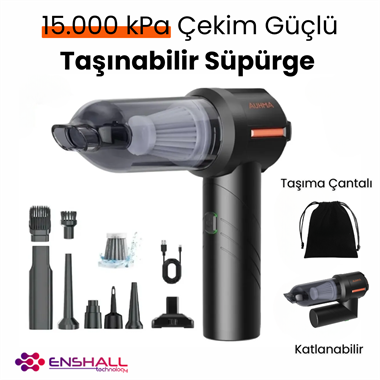 Profesyonel Ultra Çekim Güçlü Mini Araç Süpürgesi Siyah