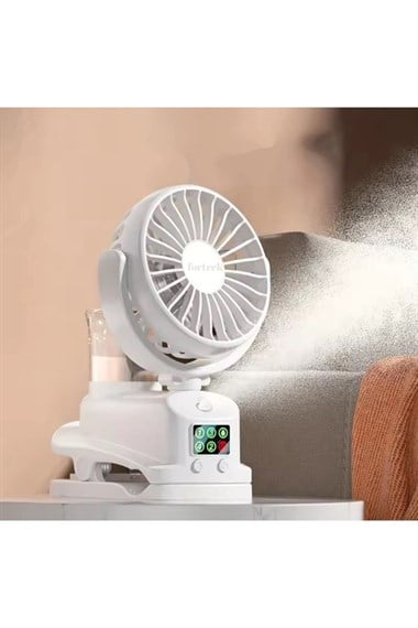 Bychie Dijital Ekranlı Şarjlı Su Kapasiteli Mini Masa Fan Vantilatör- Beyaz