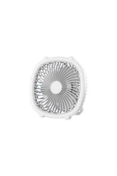 Bychie Led Işıklı Şarjlı Taşınabilir Masa Üstü Vantilatör ,Fan-BEYAZ