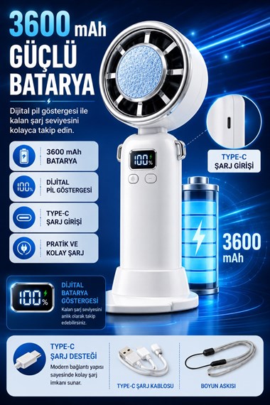 Bychie Okmore AY11 El tipi mini Fan- Beyaz