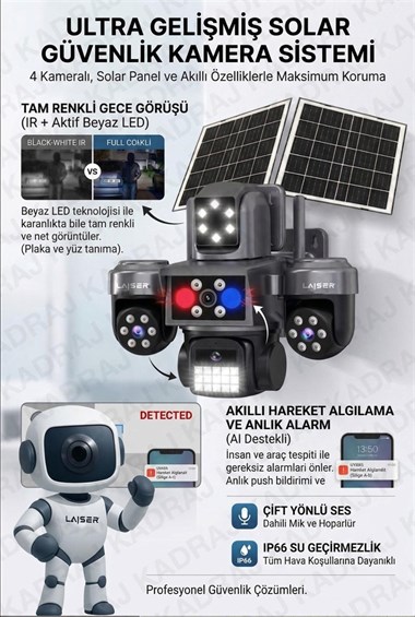 Laiser 4 Kameralı Wifi - MAXI Scan Pro - Çakarlı - 64 Kanal VMS Kablosuz Kamera