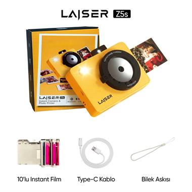 Laiser Z5s İnstant Kamera ve Fotoğraf Yazıcısı - Şipşak Fotoğraf Makinesi - Sarı