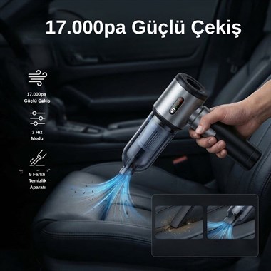 Laiser VT-130 17.000Pa 4 In 1 Pompa Özellikli Yedek Bataryalı Araç İçi süpürge
