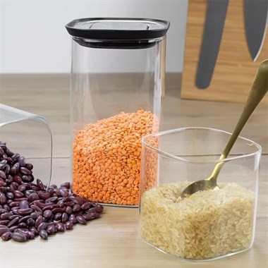 Lurch - 600 ml Borosilikat Cam Saklama Kabı, Paslanmaz Çelik Vakum Valfli Kapak - 240840