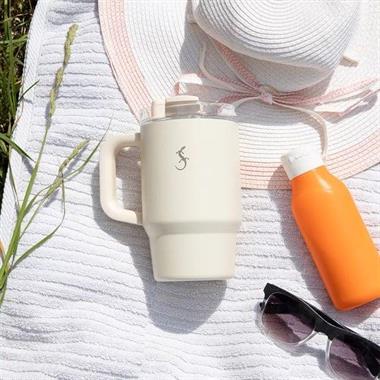 Lurch - “Big Cup” 0.8 L Fildişi, Paslanmaz Çelik Termos - Uzatılabilir Pipetli, Çift Cidarlı, Sızdırmaz - 270976