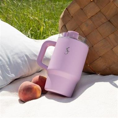 Lurch - “Big Cup” 0.8 L Lila, Paslanmaz Çelik Termos - Uzatılabilir Pipetli, Çift Cidarlı, Sızdırmaz - 270975