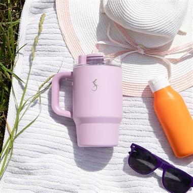 Lurch - “Big Cup” 0.8 L Lila, Paslanmaz Çelik Termos - Uzatılabilir Pipetli, Çift Cidarlı, Sızdırmaz - 270975