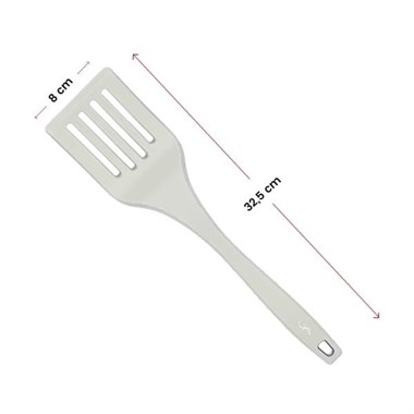 Lurch - Platin Silikon Delikli Spatula 32,5 cm Açık Gri - Yanmaz, Yapışmaz, Bükülmez, Çizmez, Tat ve Koku Bırakmaz - 240003