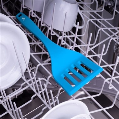 Lurch - Platin Silikon Delikli Spatula 32,5 cm Mavi - Yanmaz, Yapışmaz, Bükülmez, Çizmez, Tat ve Koku Bırakmaz - 240103