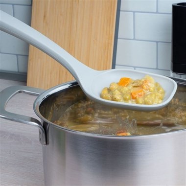 Lurch - Platin Silikon Servis Kaşığı 33,5 cm Açık Gri - Yanmaz, Yapışmaz, Bükülmez, Çizmez, Tat ve Koku Bırakmaz - 240014