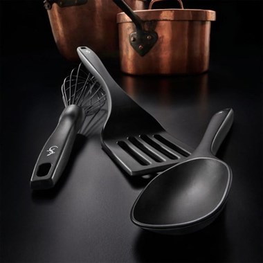Lurch - Platin Silikon Yemek Kaşığı 28 cm Siyah - Yanmaz, Yapışmaz, Bükülmez, Çizmez, Tat ve Koku Bırakmaz - 240601